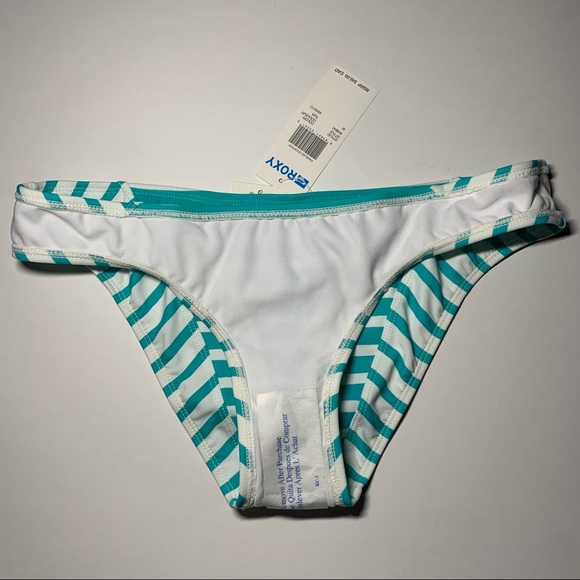 Sz. Med Roxy turquoise white stripe NWT bikini bottom - Picture 11 of 12